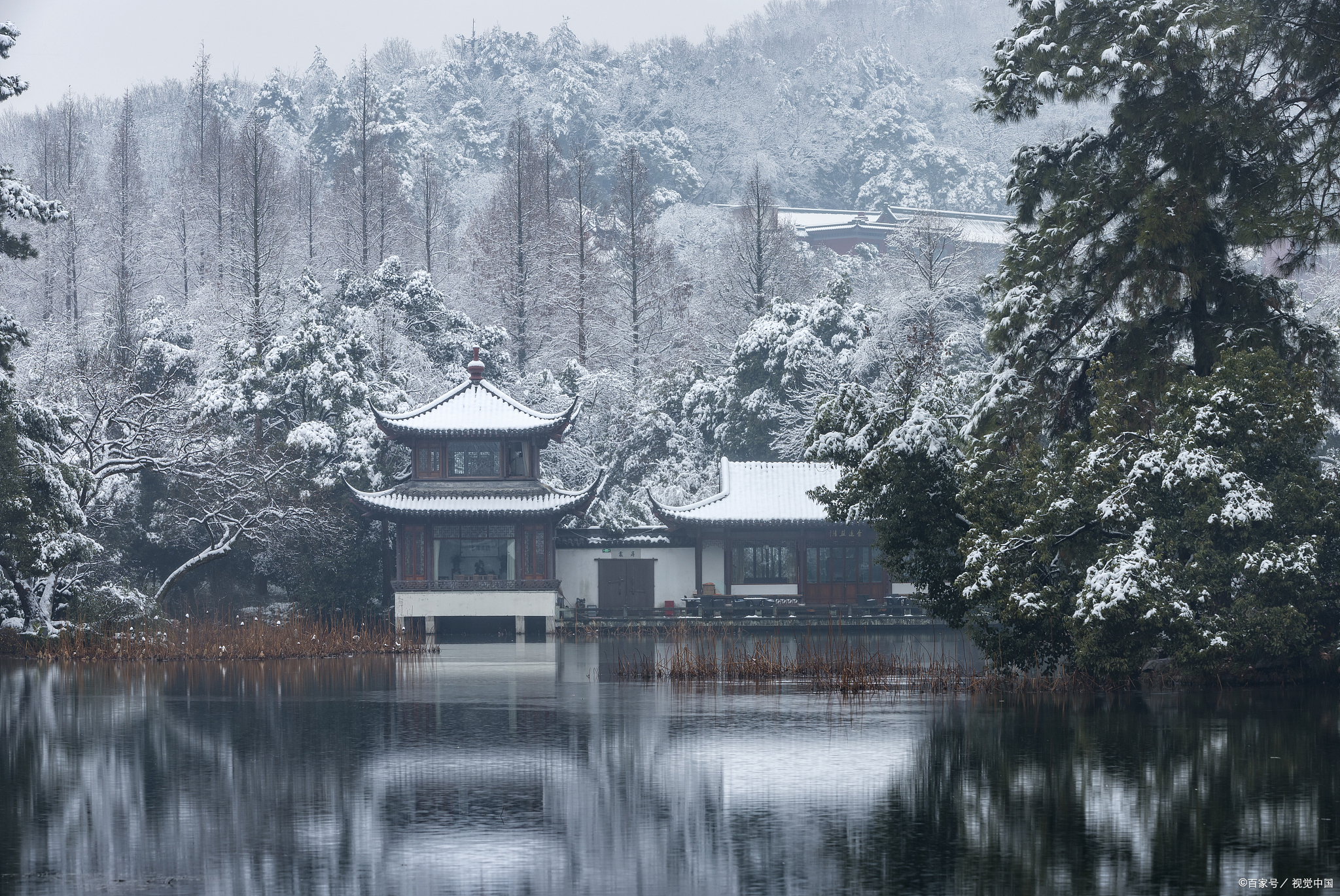 岳麓山雪景图片