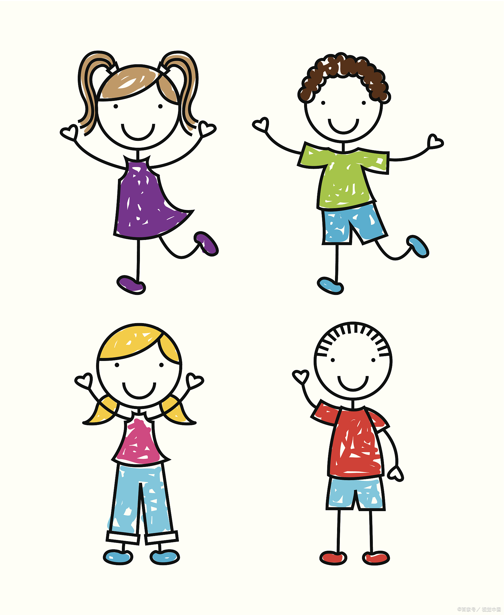 画小朋友孩子的图标全身卡通小朋友表征图片小朋友图片可爱卡通轮廓