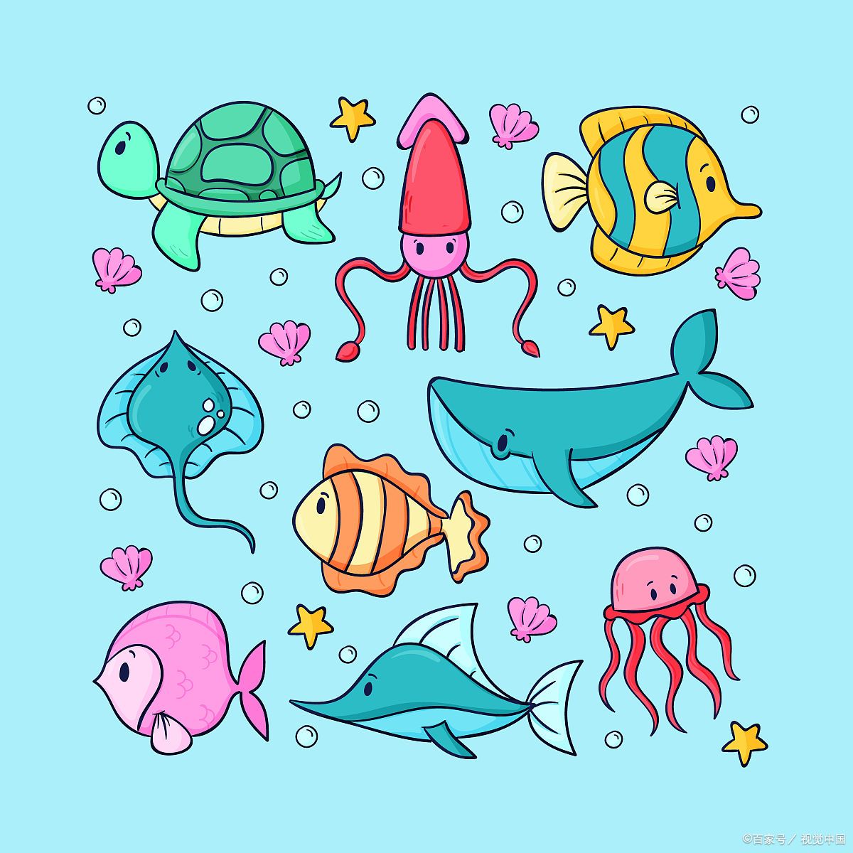 海底动物简笔画如何画