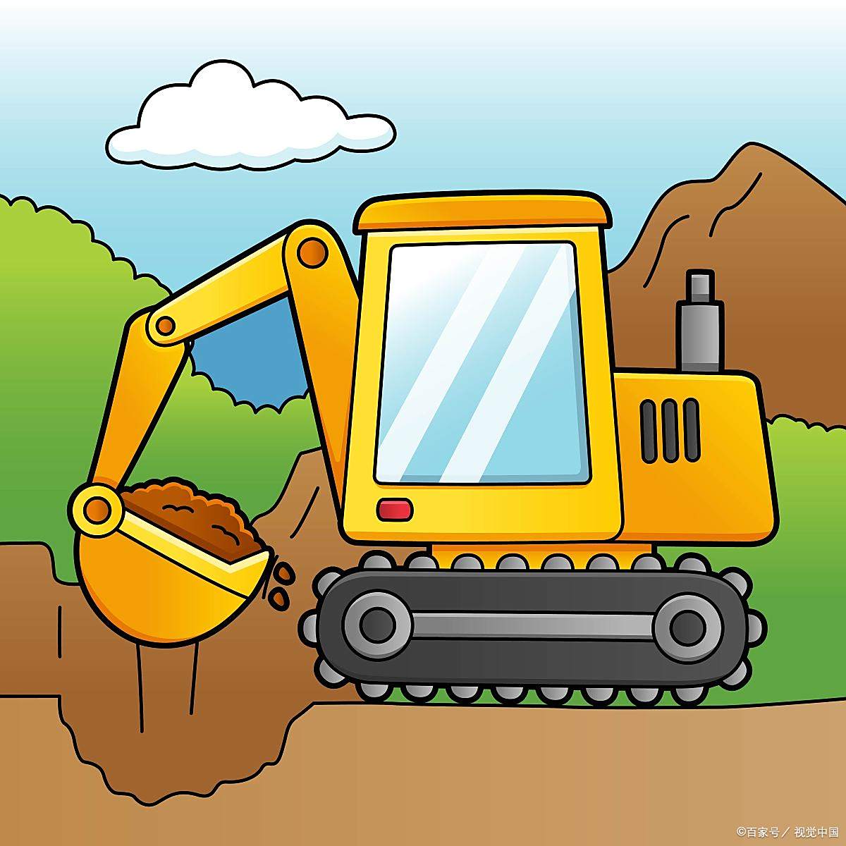 如何画挖掘机简笔画:亲子绘画时光,与孩子共绘工程梦想