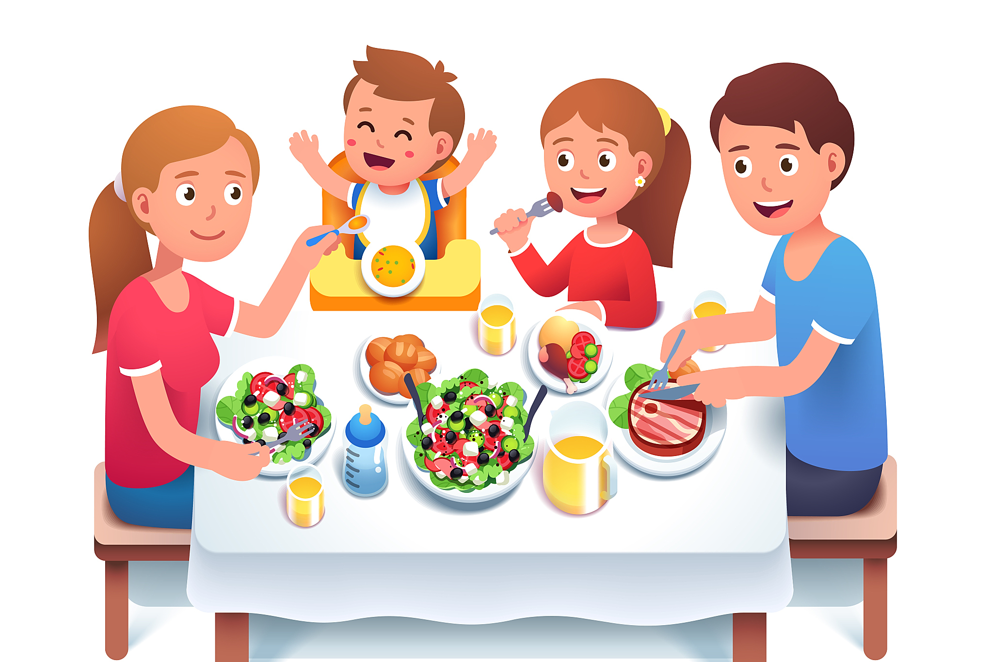 晚餐时,一家人围坐在一起享受美食和团聚