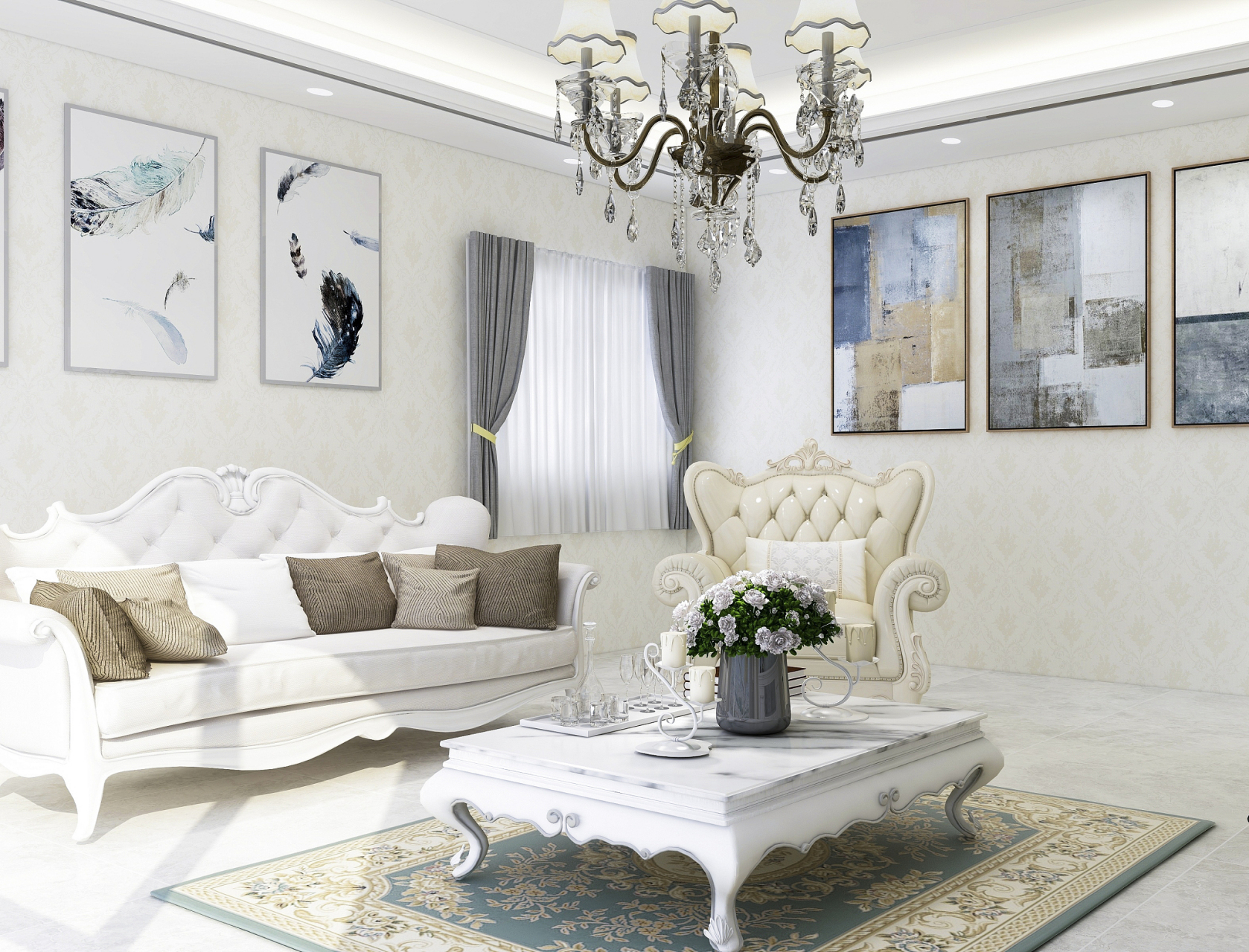 在简欧风格中,家居软装是非常重要的元素之一,可以通过巧妙的布置和