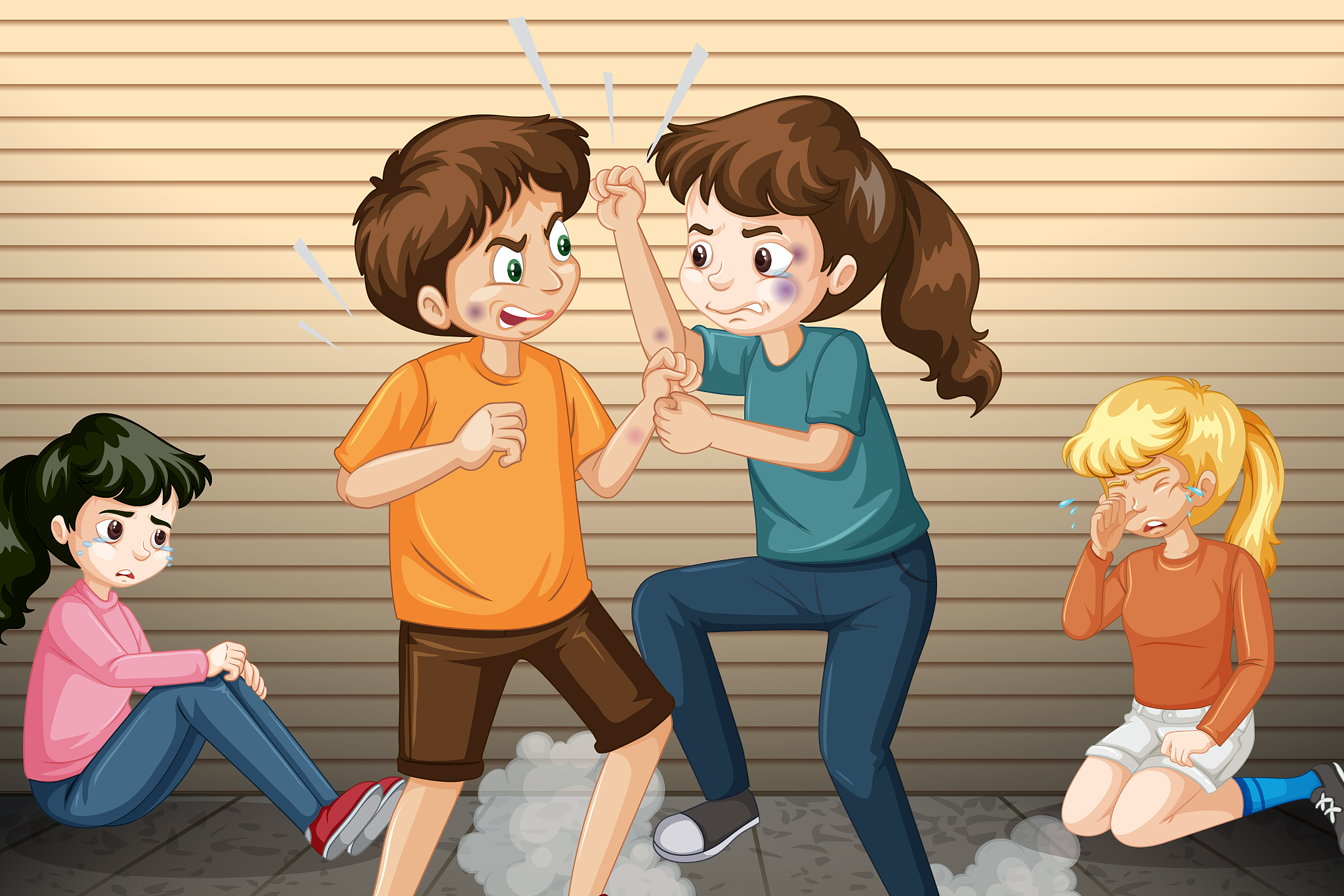 画面同学互相打闹的图片大全打孩子漫画小孩子打架漫画家长打小孩暴力