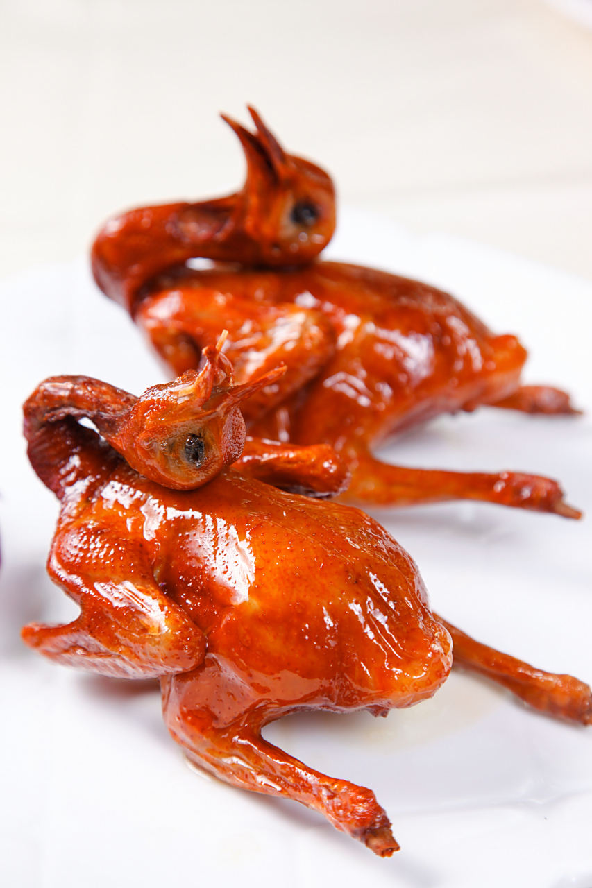 红烧乳鸽是广东省的传统名菜,是把乳鸽先煮,再晾,后过油而成,吃起来外