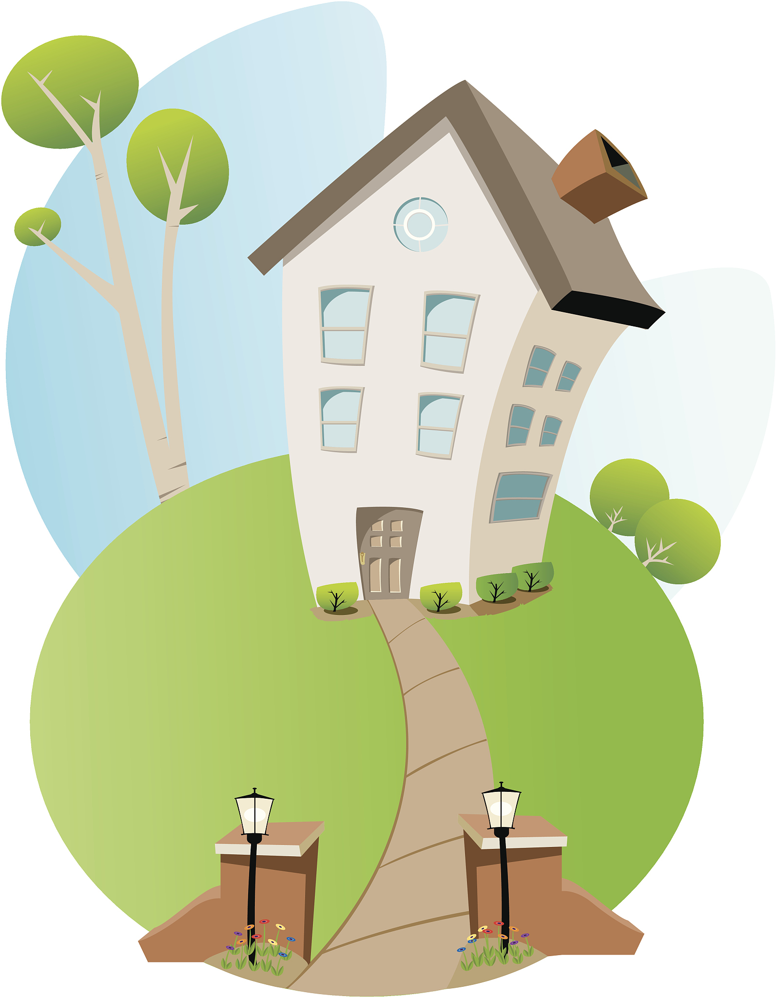 小区卡通图片保交房住宅楼人群卡通背景图片交房大吉动画图片住宅群