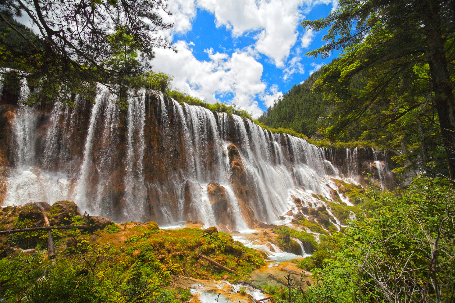 诺日朗瀑布位于中国四川省九寨沟,海拔2365米,瀑宽270米,高24.