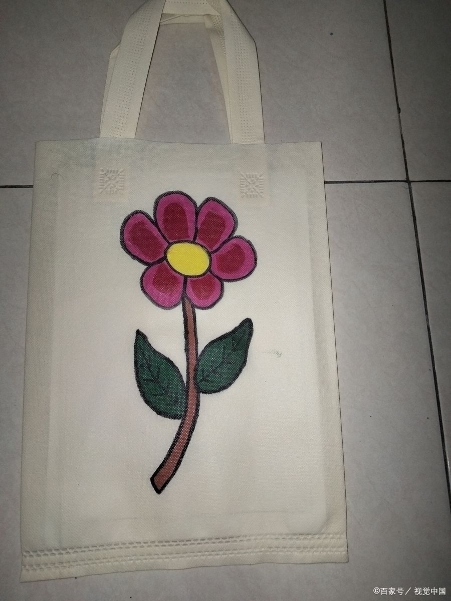 准备工具和材料:帆布包,画笔,颜料,画板,水,纸巾等.