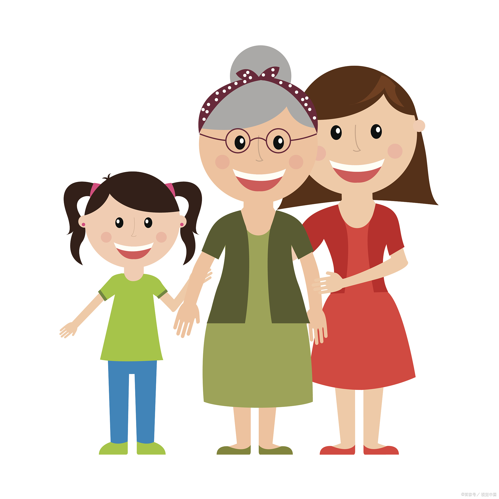 妈妈女儿卡通图奶奶媳妇闺女卡通图片老太太和两个女儿卡通图片婆婆