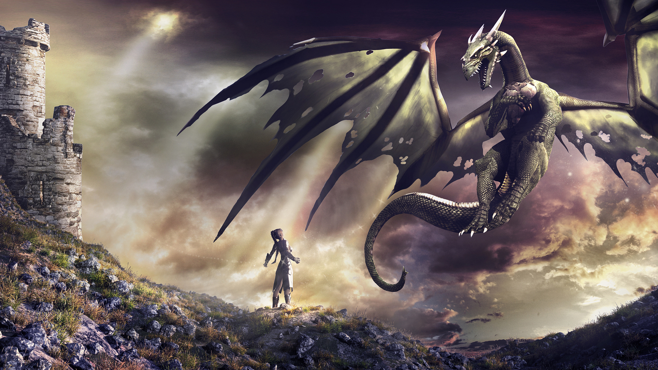 一天,一位勇士准备去寻找龙,他走了很久,终于来到了龙的巢穴.