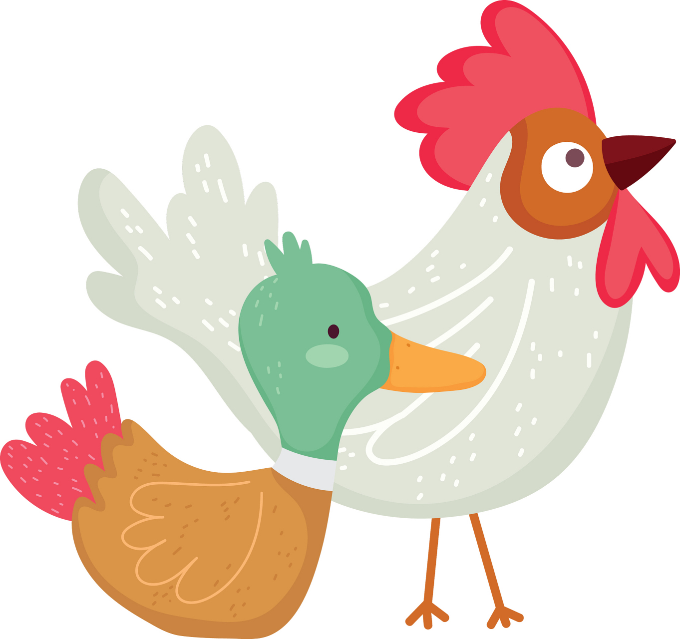 10)鸡鸭多少 鸡鸭共一栏,鸡为鸭之半, 八鸭展翅飞,六鸡在下蛋, 再点