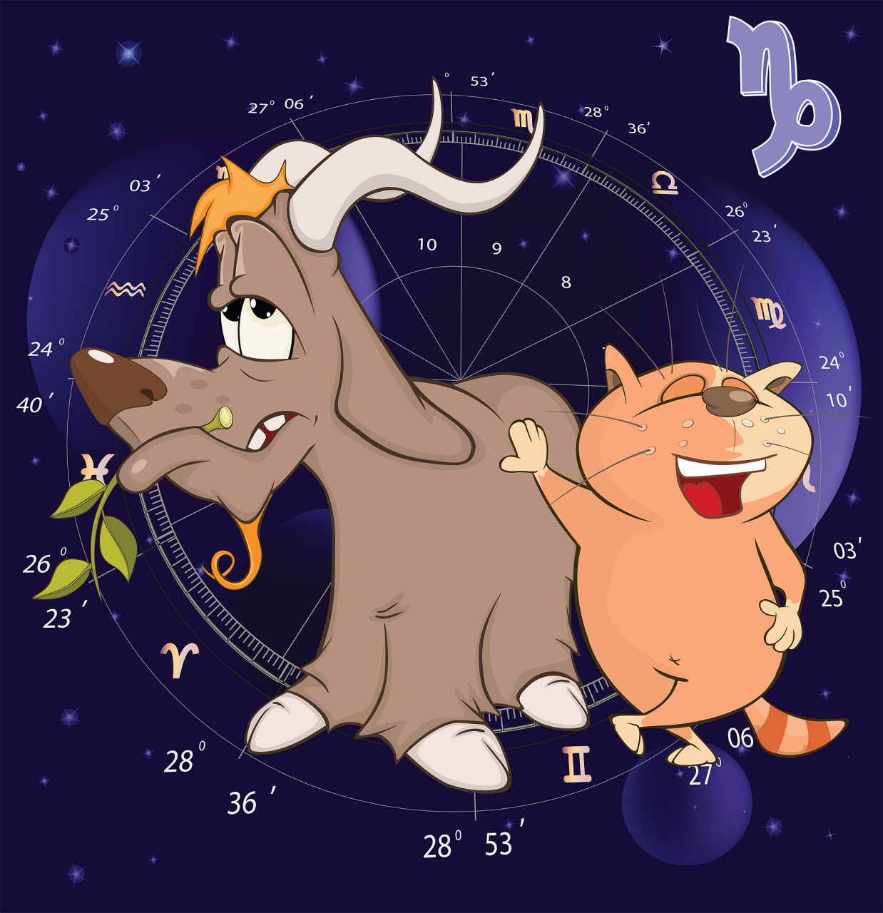 有一天,一只摩羯座的山羊在山坡上遇到了一只神秘的魔法师.