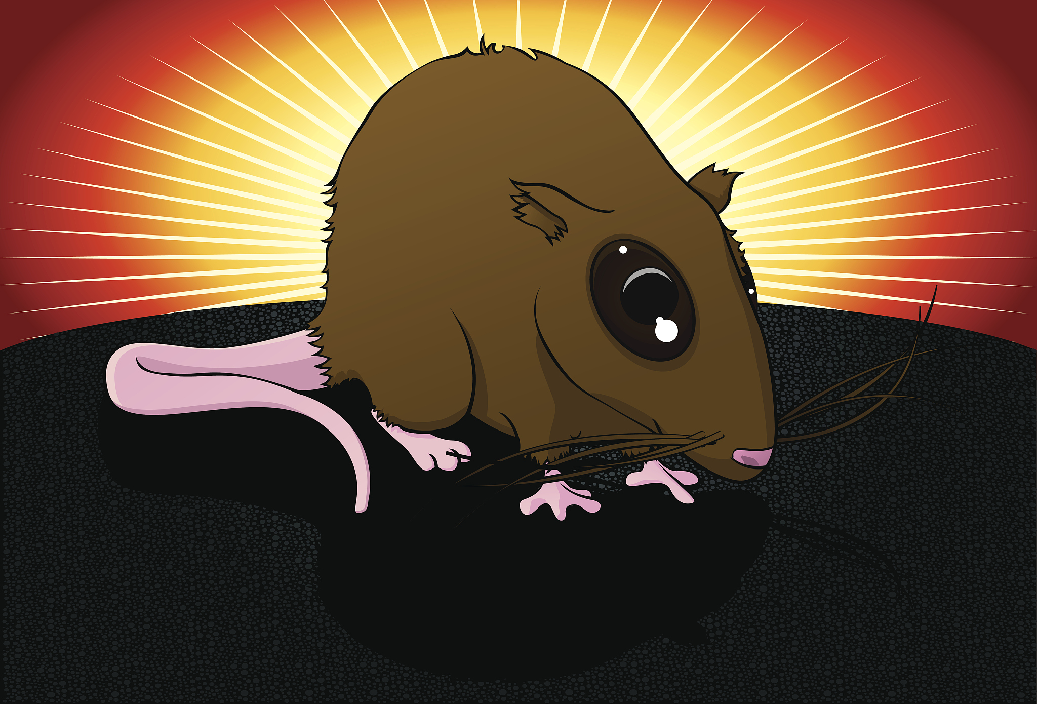 ——莫深  夜色沉沉鼠影长,过街窜巷觅食忙