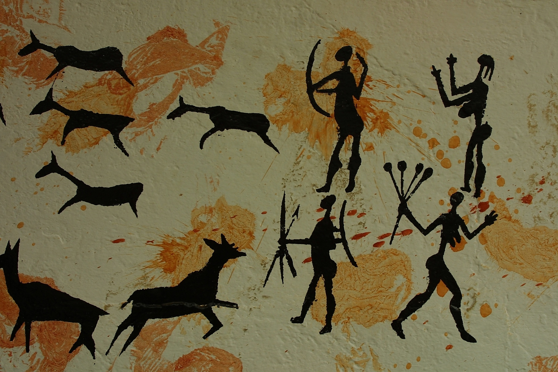 一组人类在远古时期的洞穴或岩石壁画图片,充分说明了人类的艺术源于