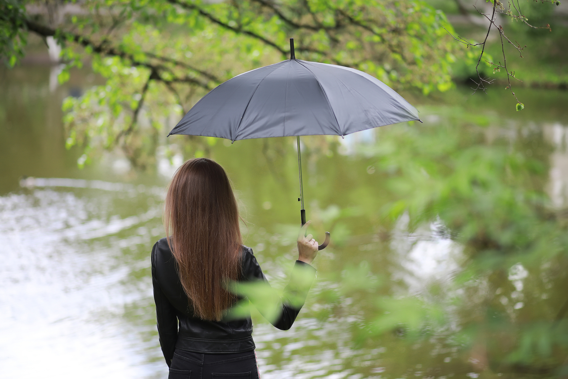 依旧有一川烟草满汀洲,一江绿水人家两相环绕.