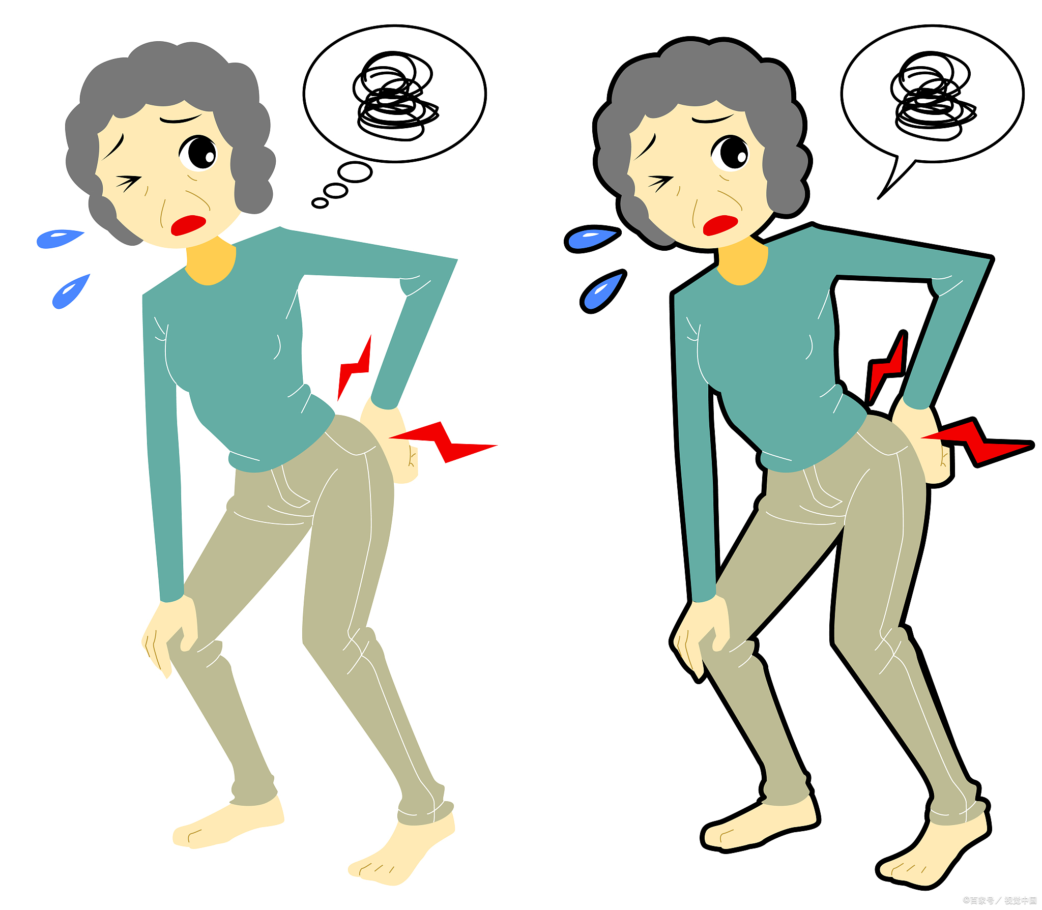 如股骨头坏死四肢酸痛屁股疼图片身体酸痛腰疼腿麻髋关节痛卡通腰疼腿