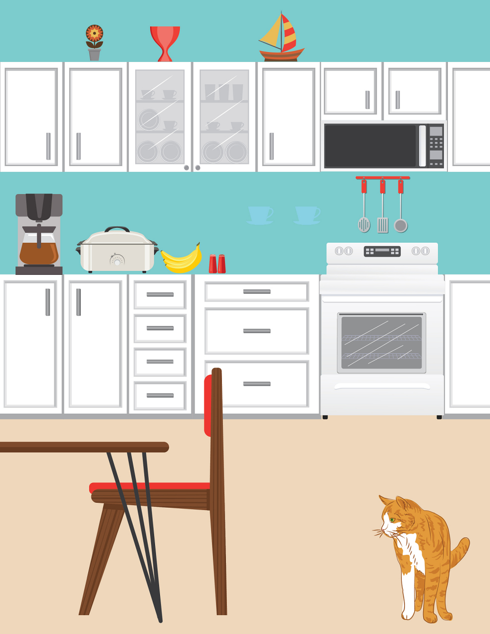 碗柜;   橱柜	(放食物或衣物等)	 the cupboard door swung open.