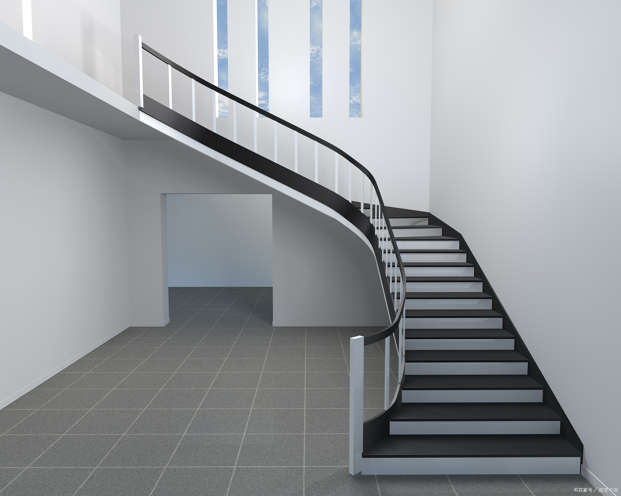 楼梯颜色的选择应该与家庭的整体装修风格相协调,并且考虑到颜色的