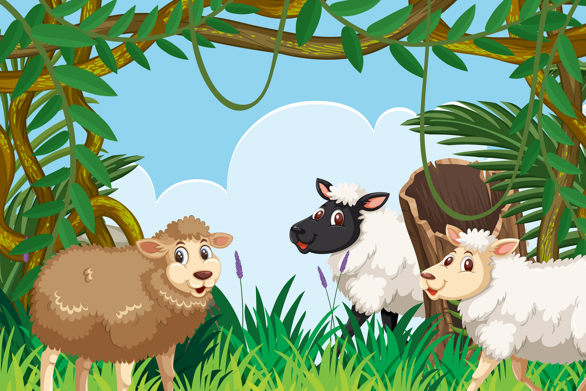 一直是羊,一直是中羊,一只是小羊.它们上山去吃青草