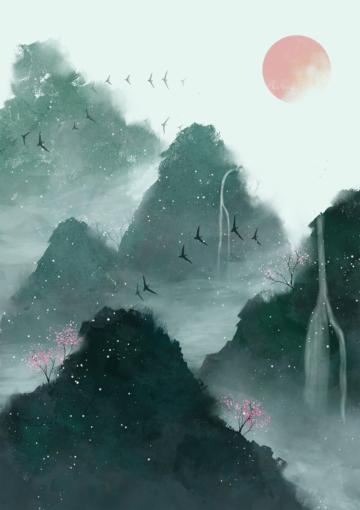 岩点孤灯人未眠, 清风徐来鱼虾游