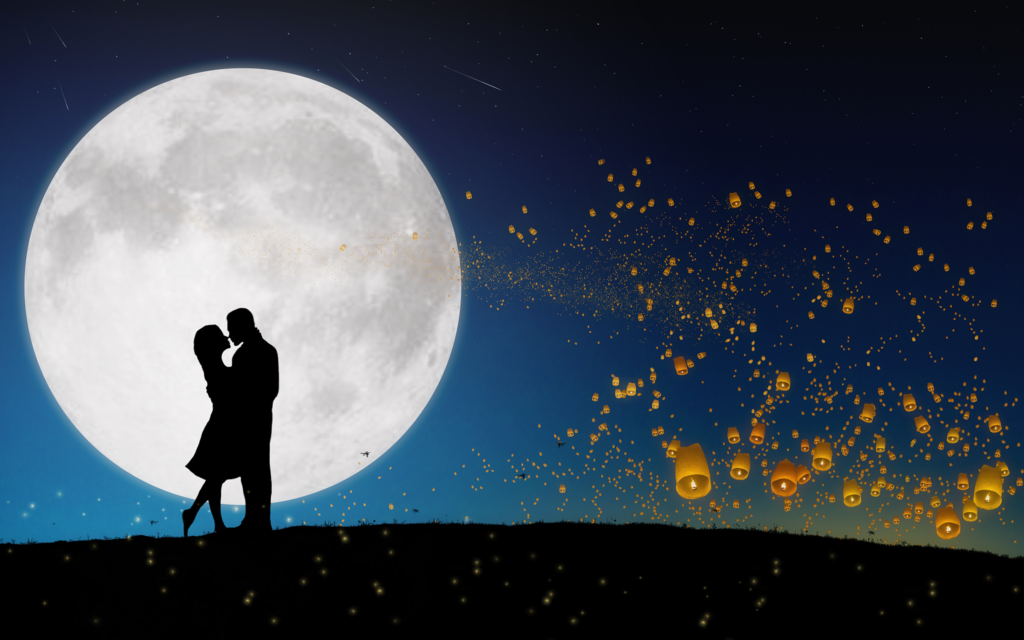 七夕情思,银河璀璨,牛郎织女相会时 夜幕降临,银河洒落,璀璨的星空