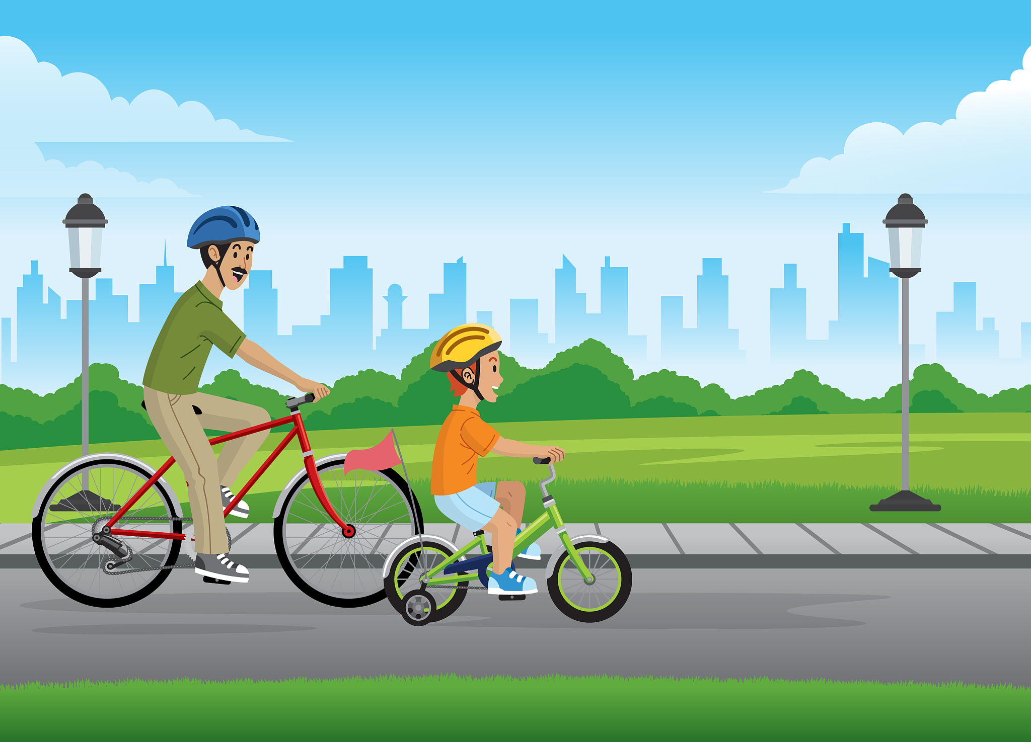 父爱,应是守护而骑行卡通骑行卡通图片骑行图片卡通骑车卡通骑行卡通