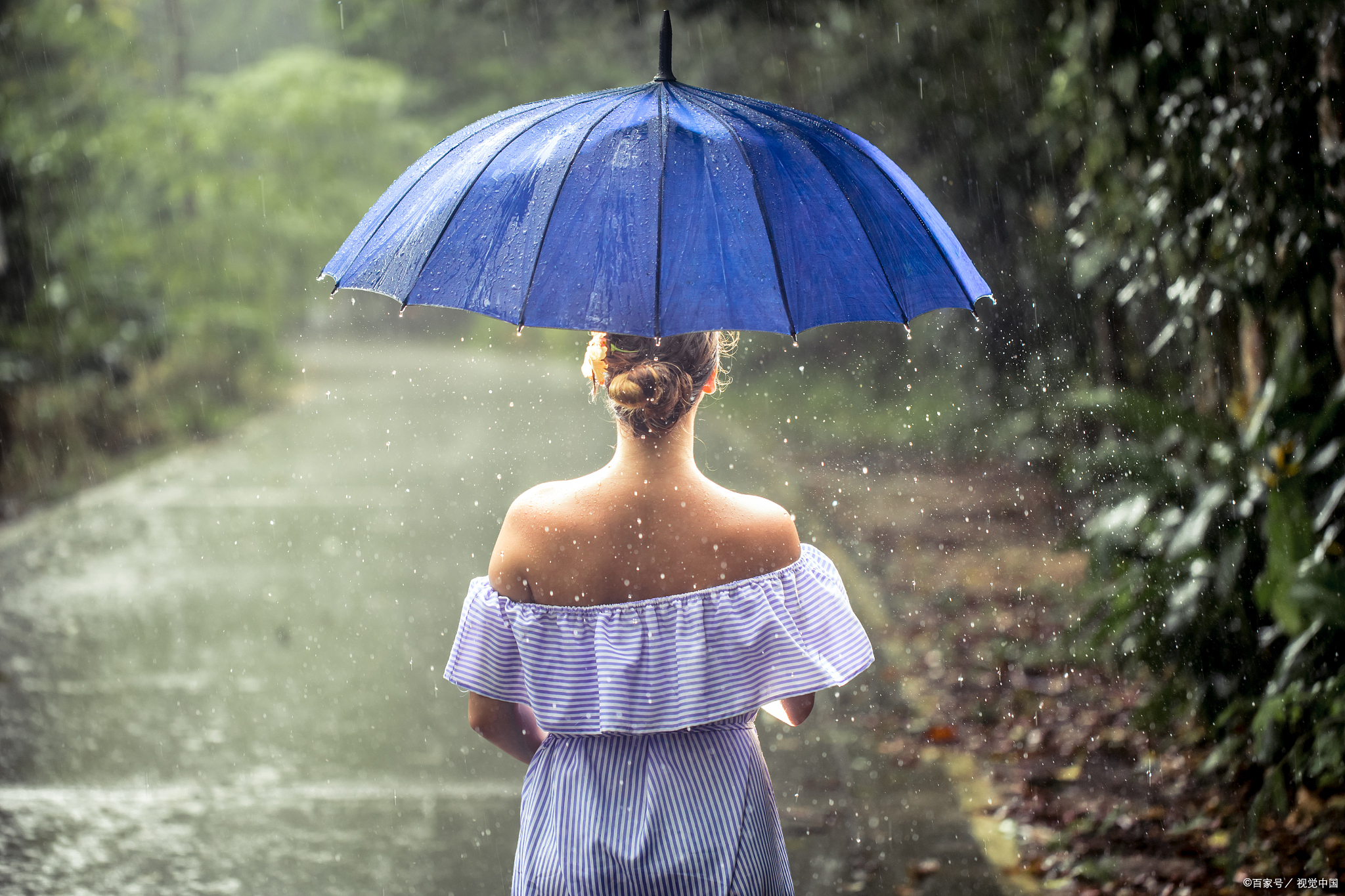 拿雨伞的女孩图片唯美图片