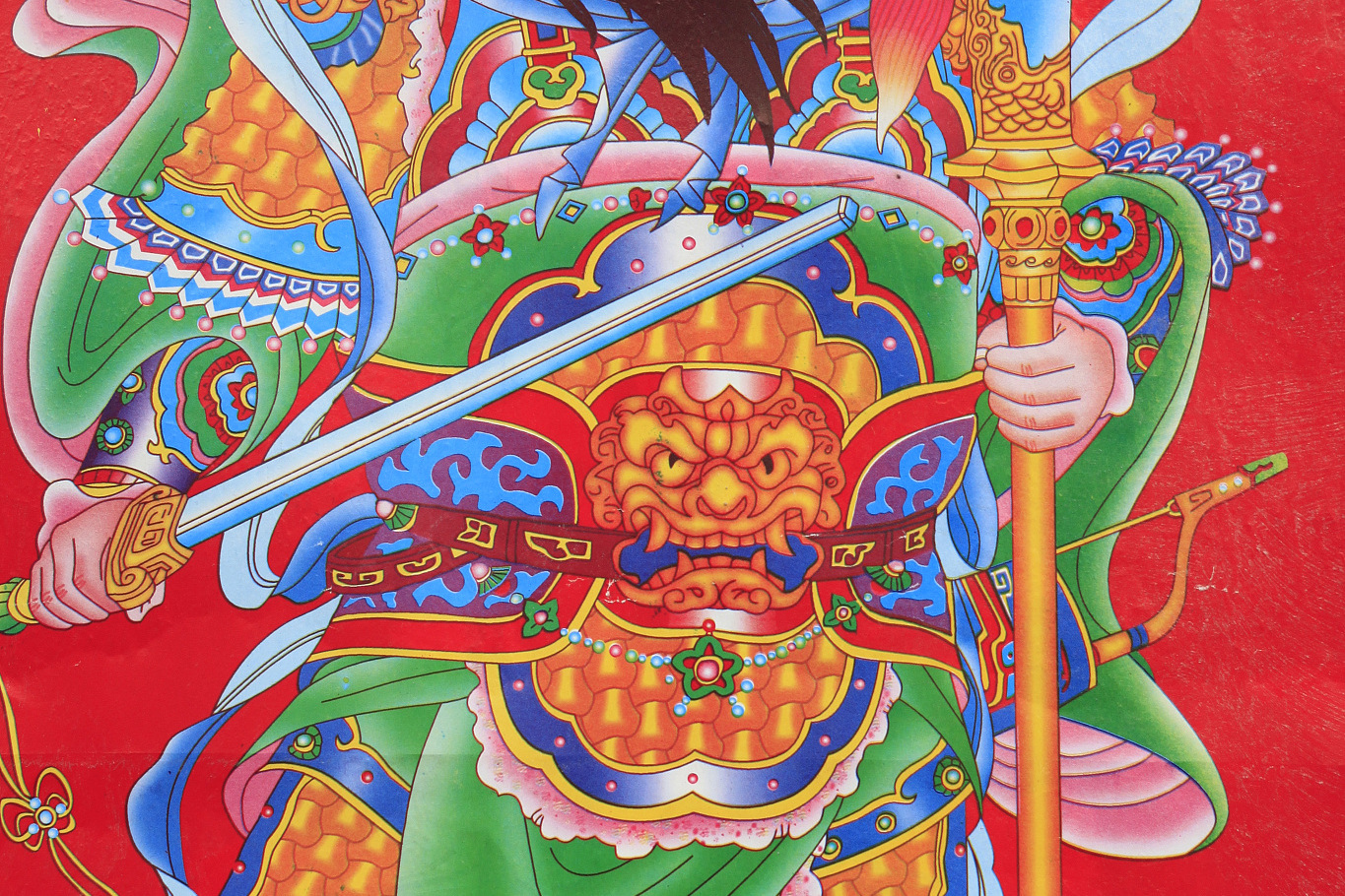 关羽门神图片关公是门神年画图片门上图案关公关公门神草纸门神关公