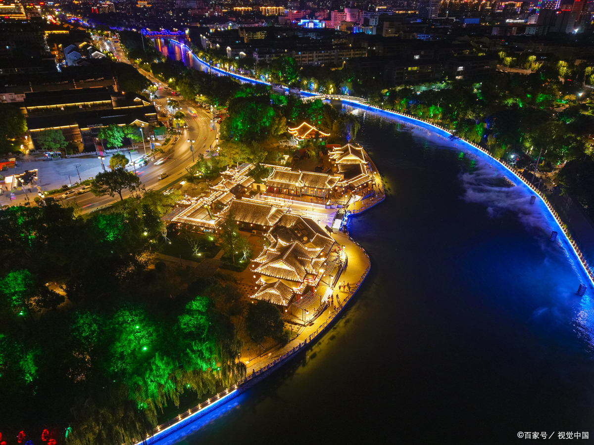 淮安古淮河夜景,灯光倒影城市,浪漫打卡推荐!