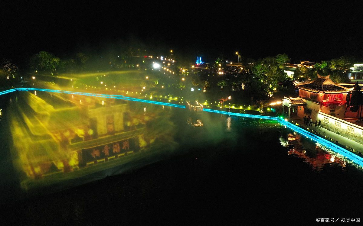 黄岩宁溪古镇河道灯光,夜晚超梦幻!