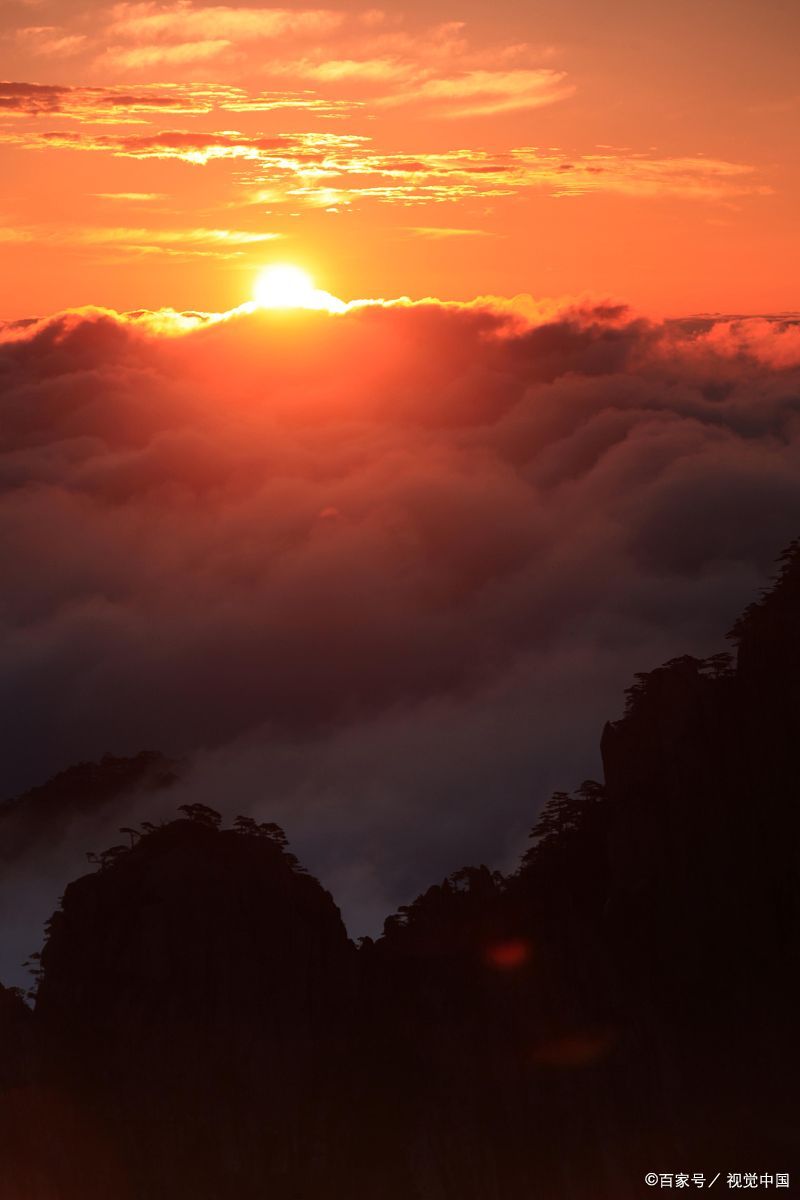 黄山日出 温泉图片