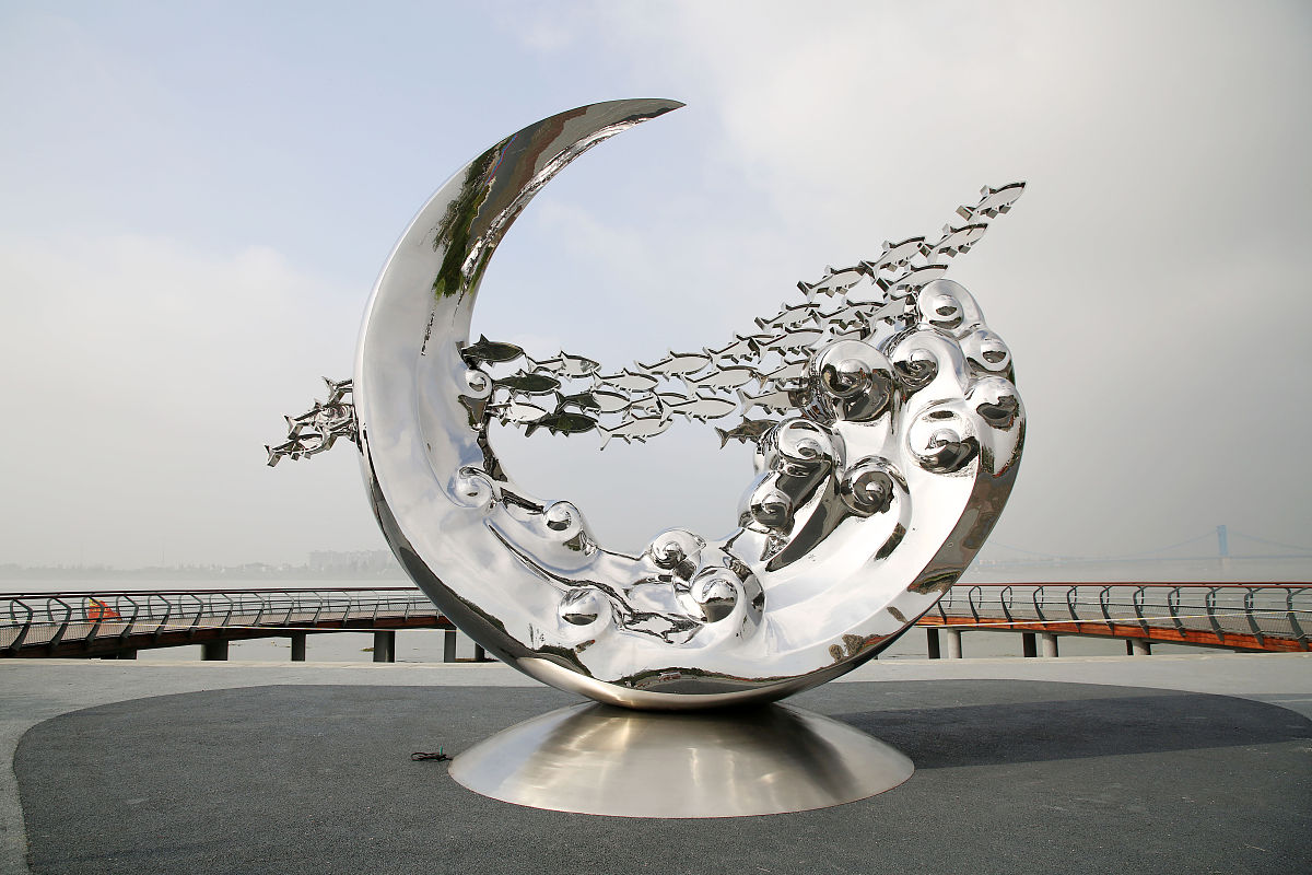 睹物思人——城市不锈钢雕塑,鱼形雕塑