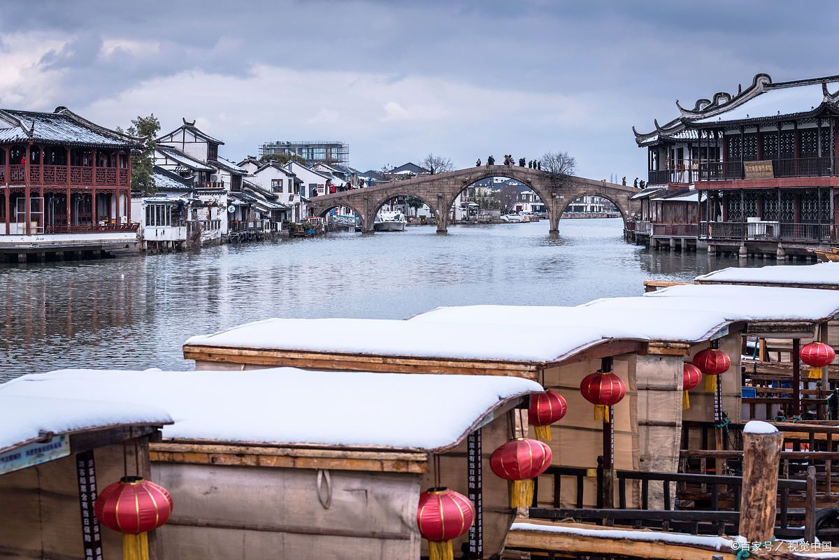 朱仙镇水乡雪景,冬韵江南超静谧,怀旧治愈!