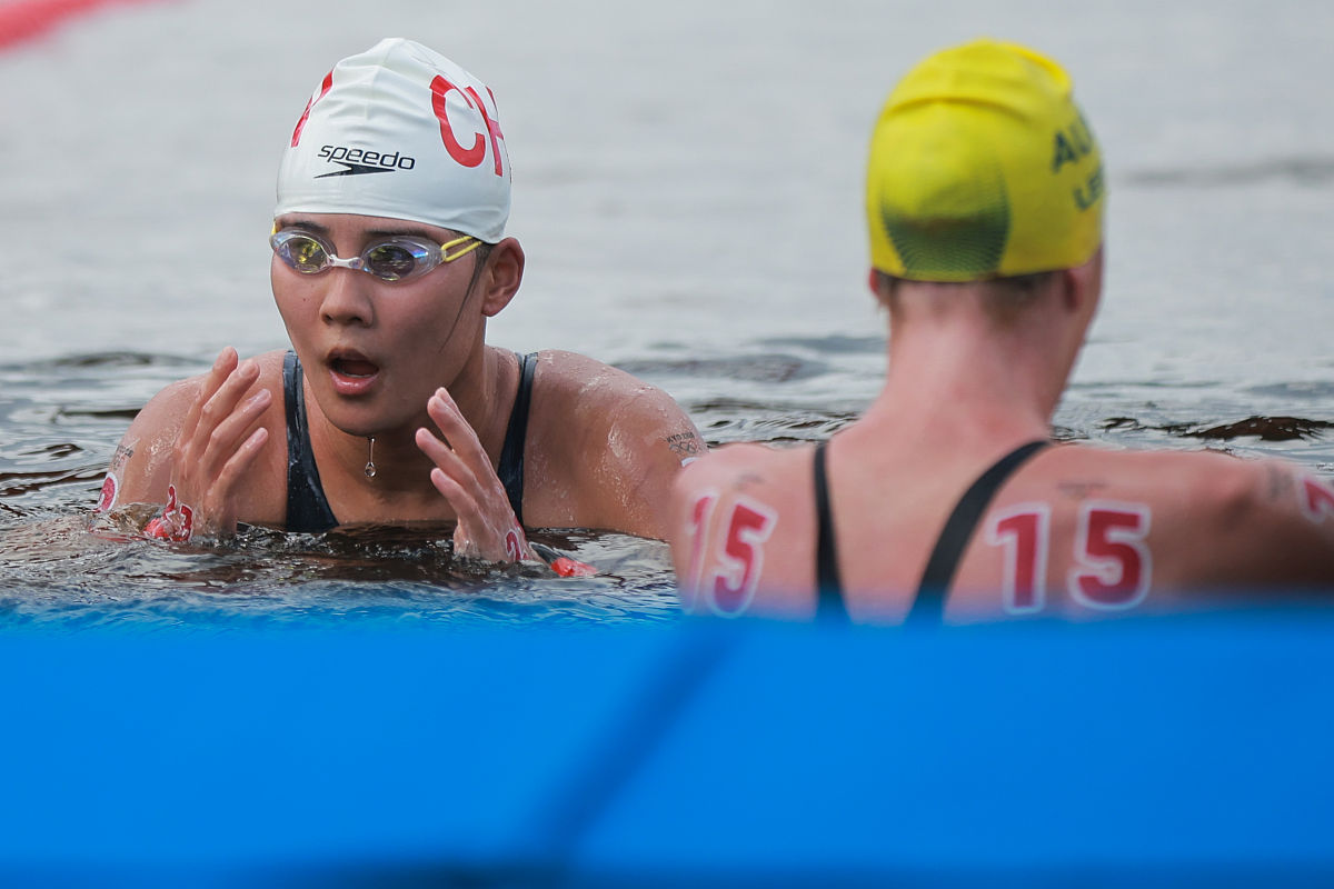吴姝彤夺得杭州亚运会马拉松游泳女子10公里金牌