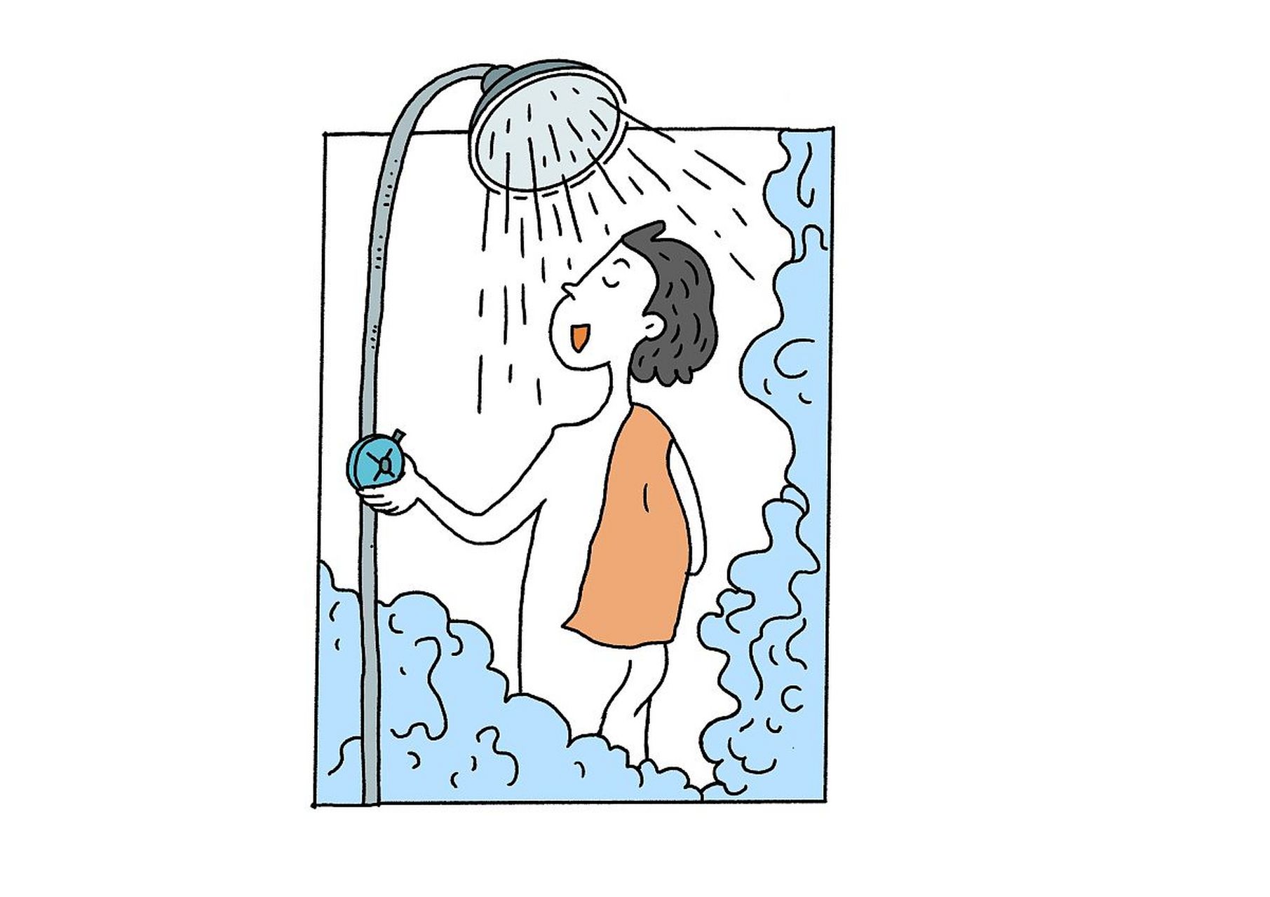 我洗澡时,从不使用沐浴露或香皂,只用清水冲洗.