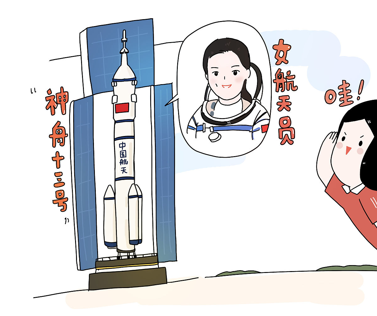 王亚平女航天员卡通画图片