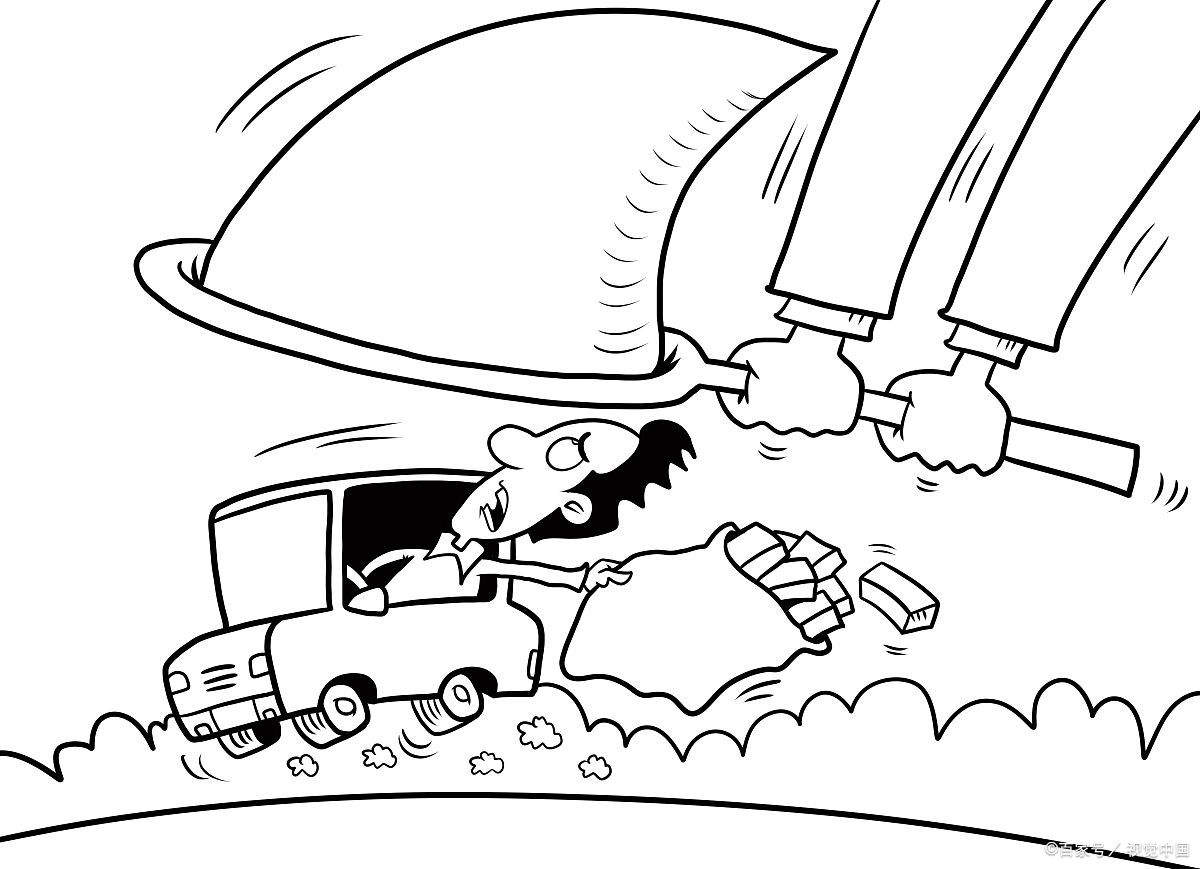 想象一下,从山城重侨讼萑肽嗵 ,简笔画线条,黑白遇到危险简笔画事故