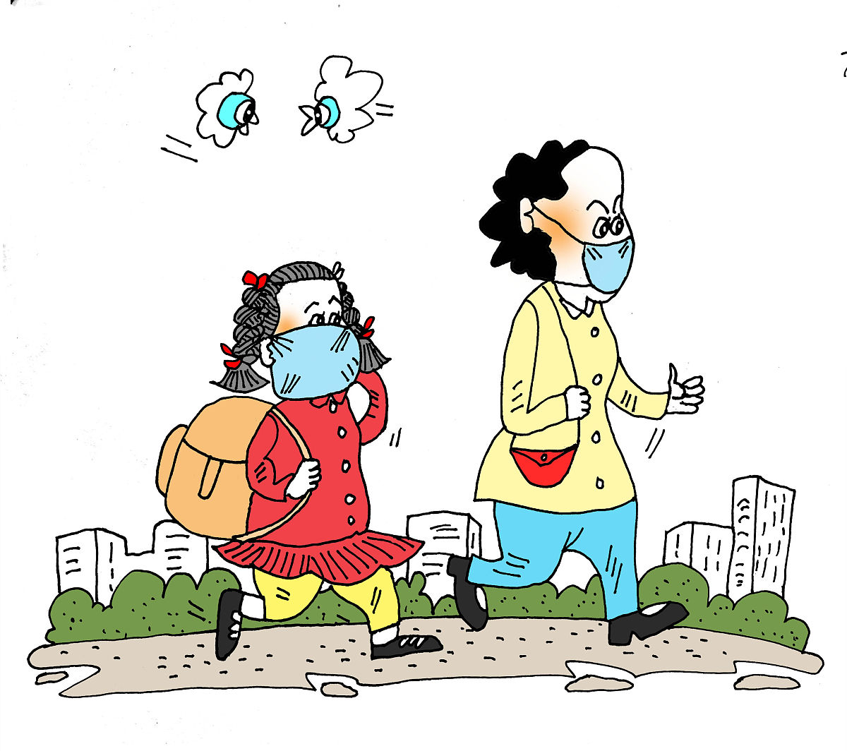 疫情卡通旅游回来生病卡通孔基雅热疫情漫画疫情私自外出卡通图片病毒