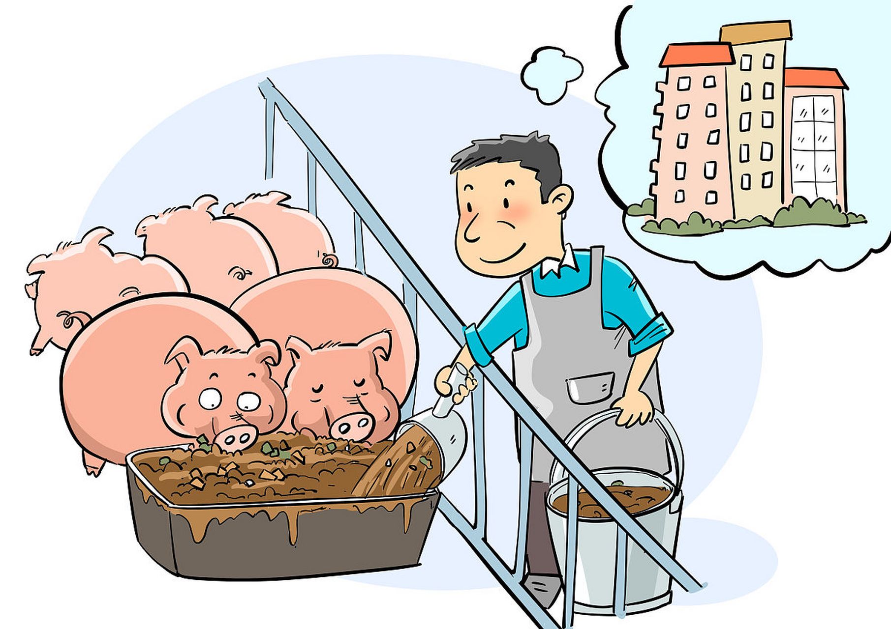 养猪场卡通图片