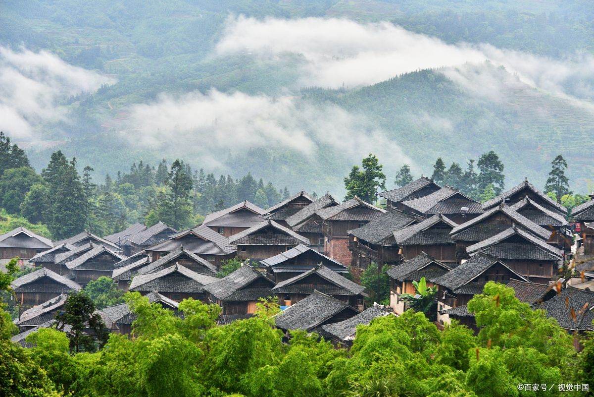 岜沙苗寨,位于中国贵州省黔东南苗族侗族自治州从江县