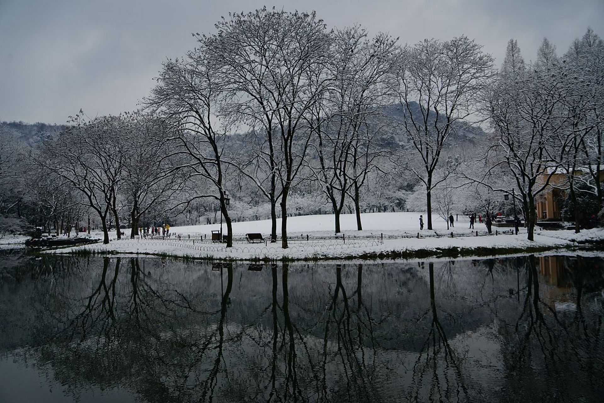 9015 白雪皑皑的东洲公园:东洲公园位于江苏省南通市海门区,是