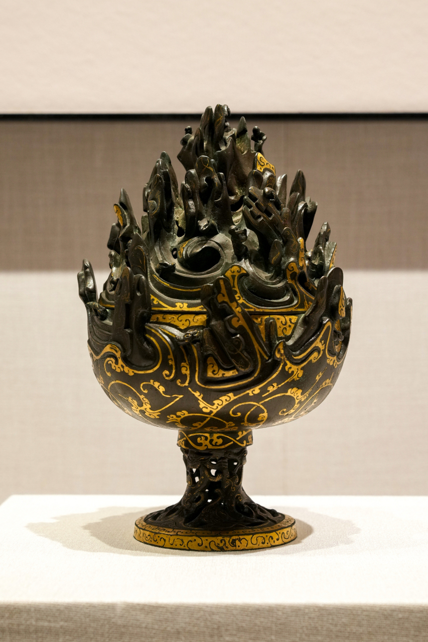 错金铜博山炉 立体山峦 河北博物院