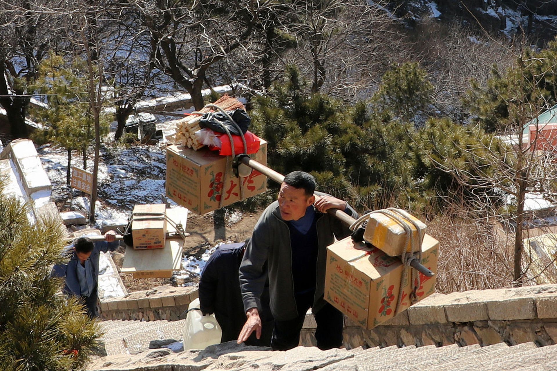 泰山“挑山工”精神图片