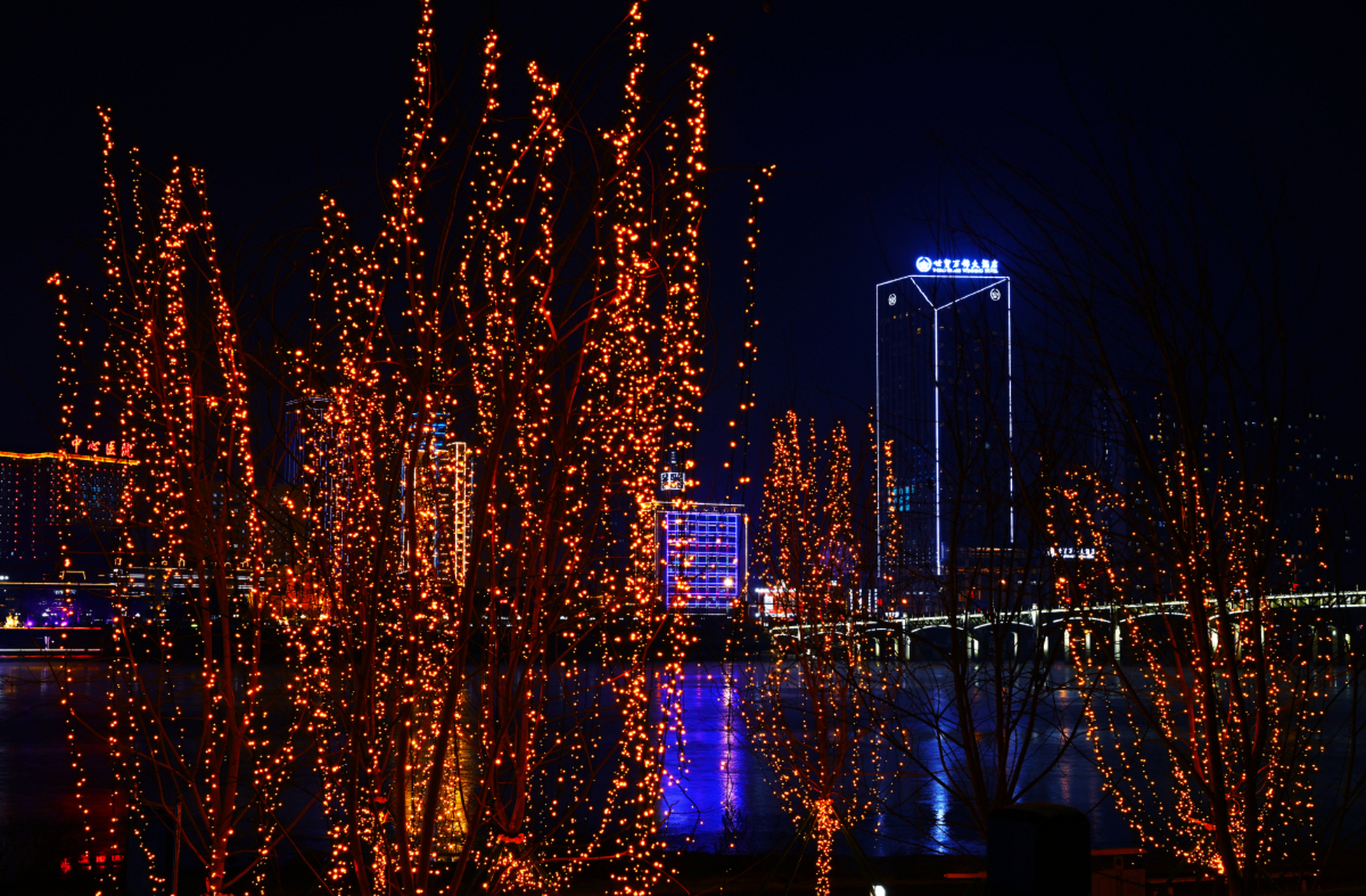 吉林夜景松花江图片